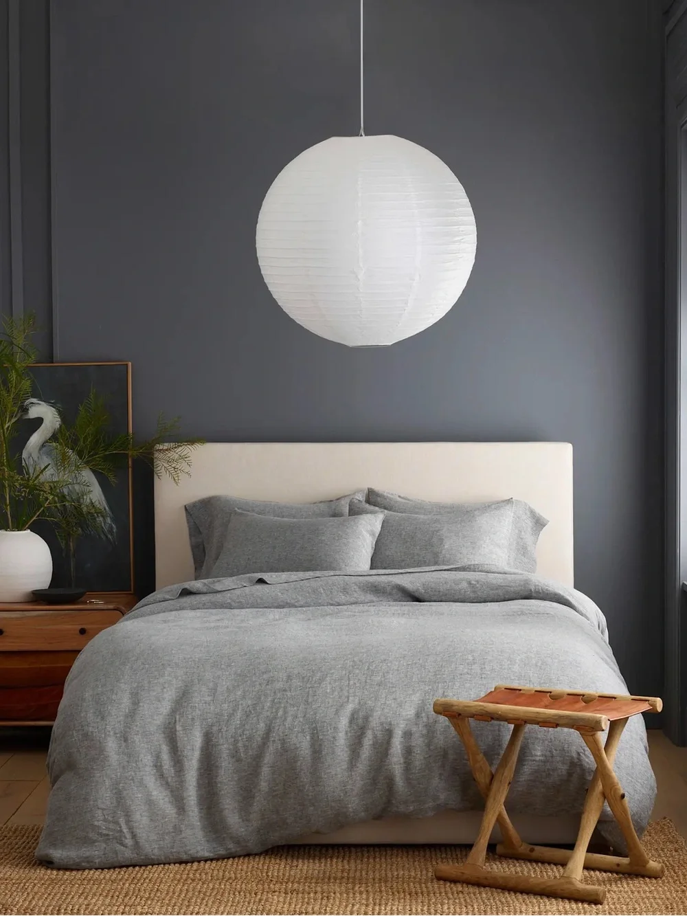 QUINCE European Linen Duvet Cover King/Cal King Charcoal Chambray 7952